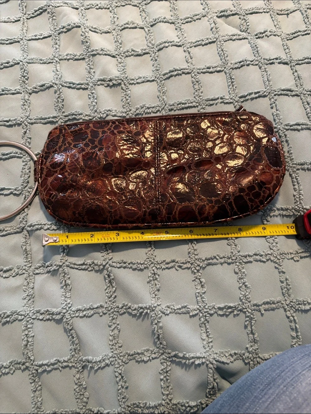 Brown Croc Embossed bracelet clutch/wristlet